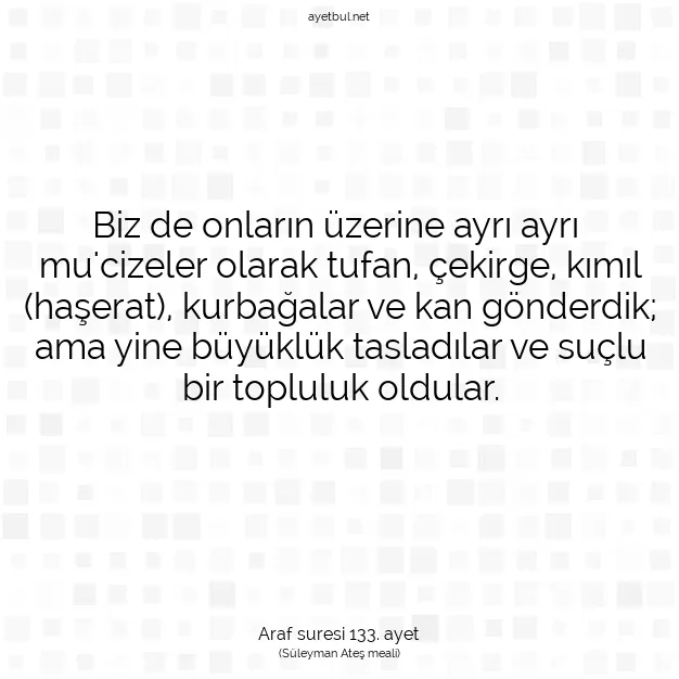Ayetbul | Kuran Mealleri | Quran | Araf suresi 133. ayet