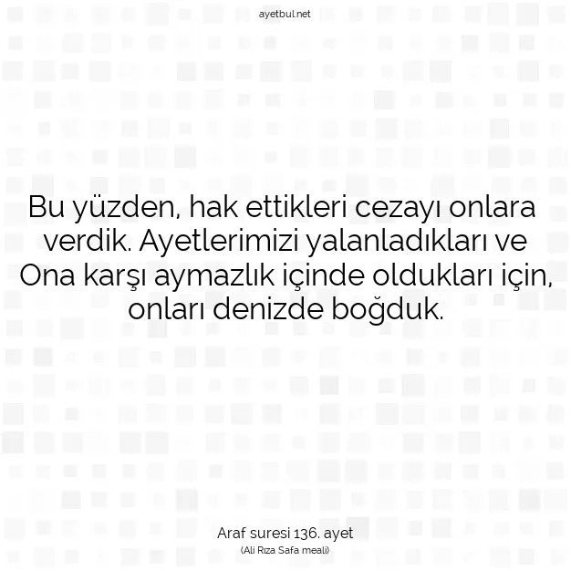 Ayetbul | Kuran Mealleri | Quran | Araf suresi 136. ayet