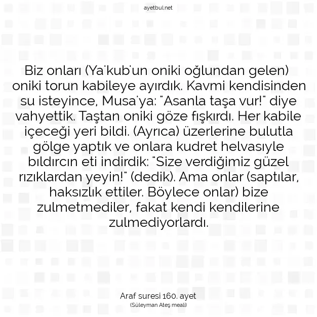 Ayetbul | Kuran Mealleri | Quran | Araf suresi 160. ayet
