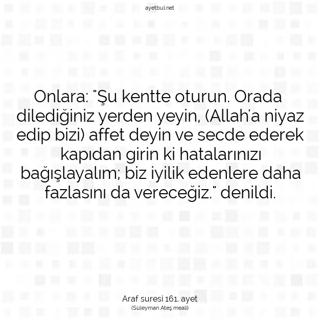 Ayetbul | Kuran Mealleri | Quran | Araf suresi 161. ayet