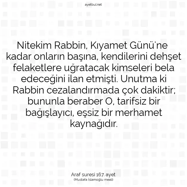 Ayetbul | Kuran Mealleri | Quran | Araf suresi 167. ayet