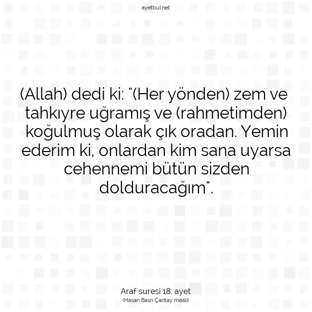 Ayetbul | Kuran Mealleri | Quran | Araf suresi 18. ayet