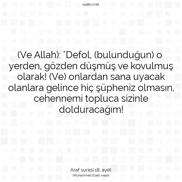 Ayetbul | Kuran Mealleri | Quran | Araf suresi 18. ayet