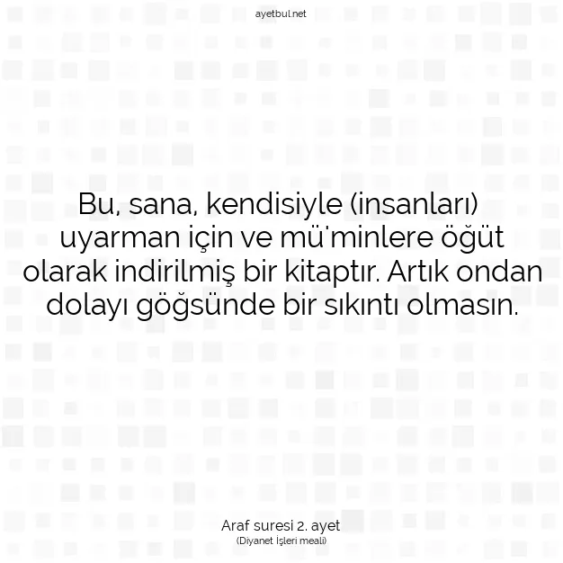 Ayetbul | Kuran Mealleri | Quran | Araf suresi 2. ayet