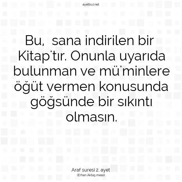 Ayetbul | Kuran Mealleri | Quran | Araf suresi 2. ayet