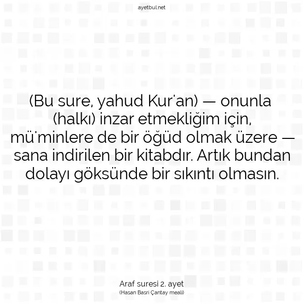Ayetbul | Kuran Mealleri | Quran | Araf suresi 2. ayet