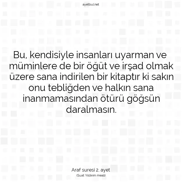 Ayetbul | Kuran Mealleri | Quran | Araf suresi 2. ayet