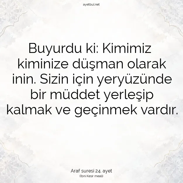 Ayetbul | Kuran Mealleri | Quran | Araf suresi 24. ayet
