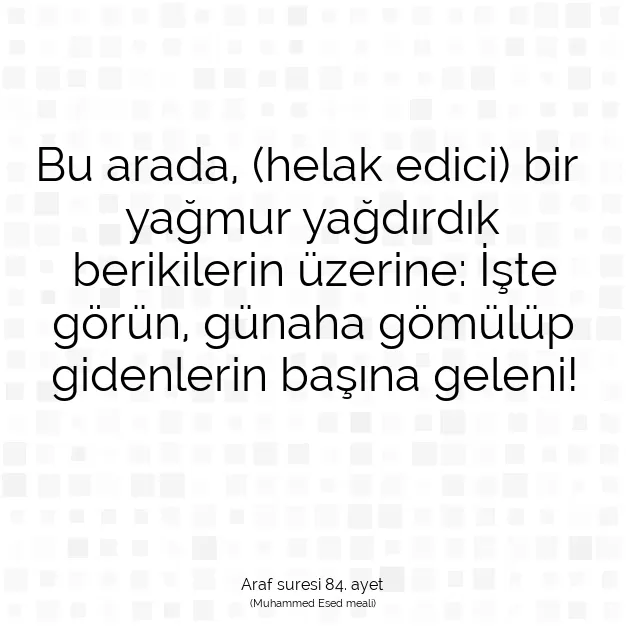 Ayetbul | Kuran Mealleri | Quran | Araf suresi 84. ayet