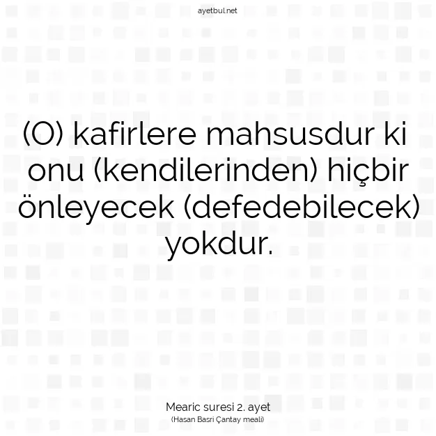 Ayetbul | Kuran Mealleri | Quran | Mearic suresi 2. ayet