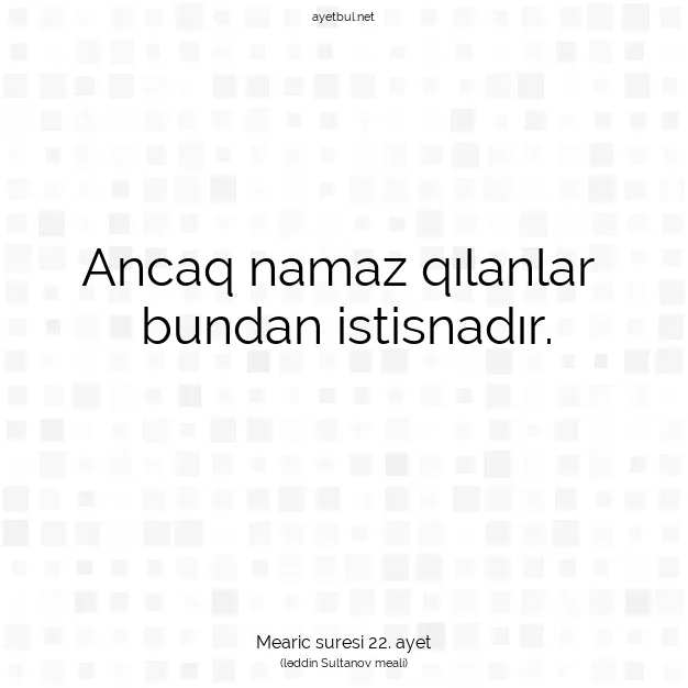 Ayetbul | Kuran Mealleri | Quran | Mearic suresi 22. ayet