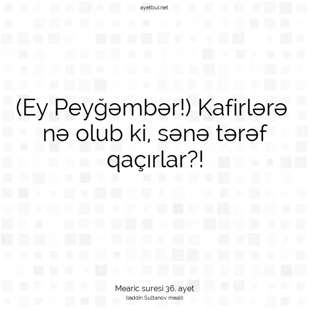 Ayetbul | Kuran Mealleri | Quran | Mearic suresi 36. ayet