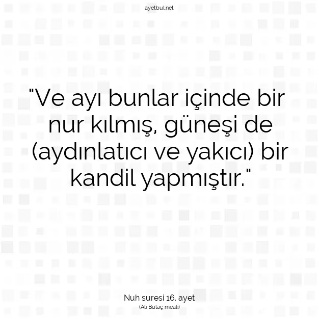 Ayetbul | Kuran Mealleri | Quran | Nuh suresi 16. ayet