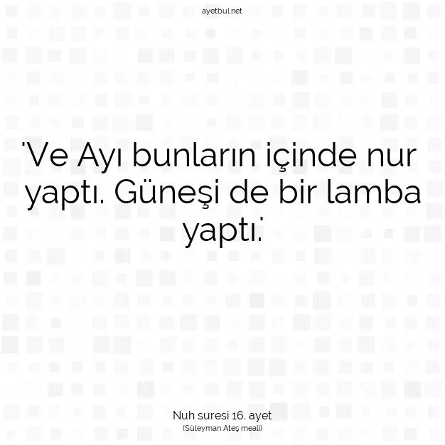 Ayetbul | Kuran Mealleri | Quran | Nuh suresi 16. ayet