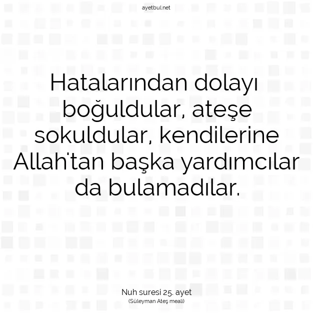 Ayetbul | Kuran Mealleri | Quran | Nuh suresi 25. ayet