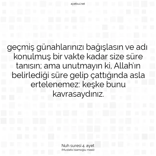 Ayetbul | Kuran Mealleri | Quran | Nuh suresi 4. ayet