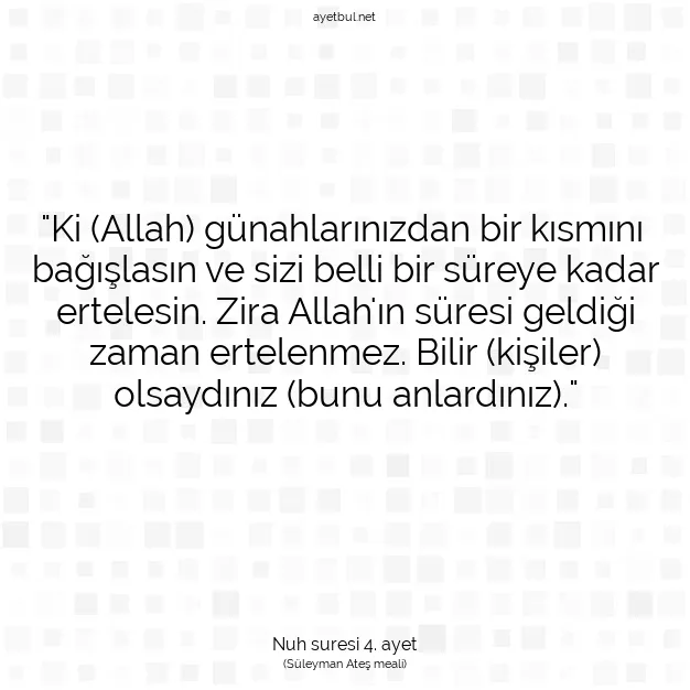 Ayetbul | Kuran Mealleri | Quran | Nuh suresi 4. ayet