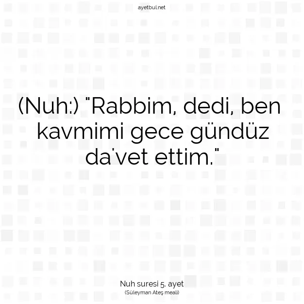Ayetbul | Kuran Mealleri | Quran | Nuh suresi 5. ayet