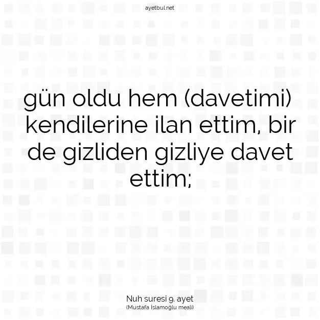 Ayetbul | Kuran Mealleri | Quran | Nuh suresi 9. ayet
