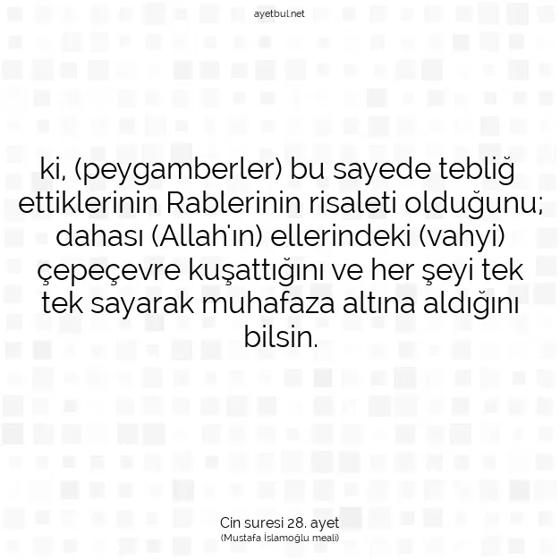 Ayetbul | Kuran Mealleri | Quran | Cin suresi 28. ayet