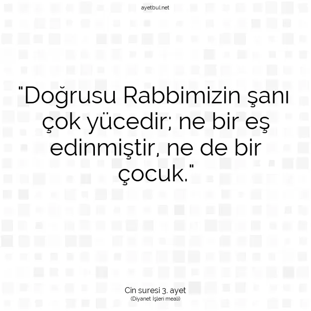 Ayetbul | Kuran Mealleri | Quran | Cin suresi 3. ayet
