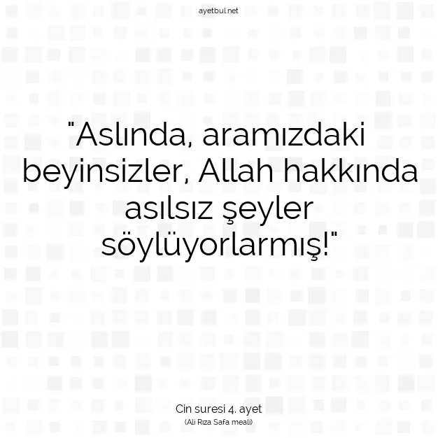 Ayetbul | Kuran Mealleri | Quran | Cin suresi 4. ayet