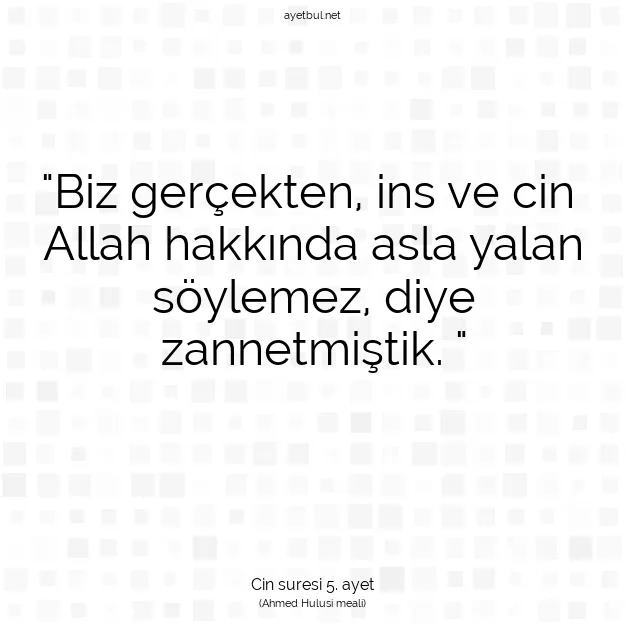 Ayetbul | Kuran Mealleri | Quran | Cin suresi 5. ayet