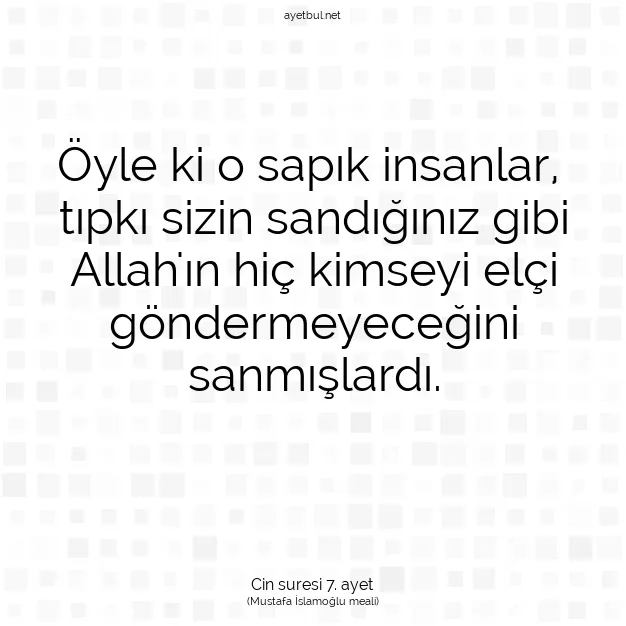 Ayetbul | Kuran Mealleri | Quran | Cin suresi 7. ayet