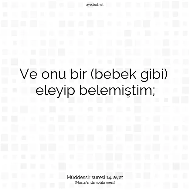Ayetbul | Kuran Mealleri | Quran | Müddessir suresi 14. ayet
