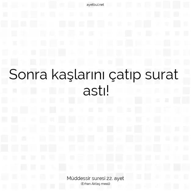 Ayetbul | Kuran Mealleri | Quran | Müddessir suresi 22. ayet