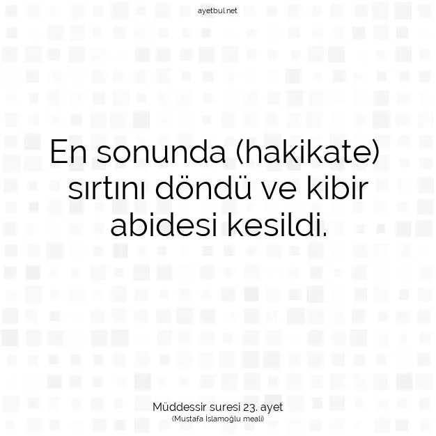Ayetbul | Kuran Mealleri | Quran | Müddessir suresi 23. ayet