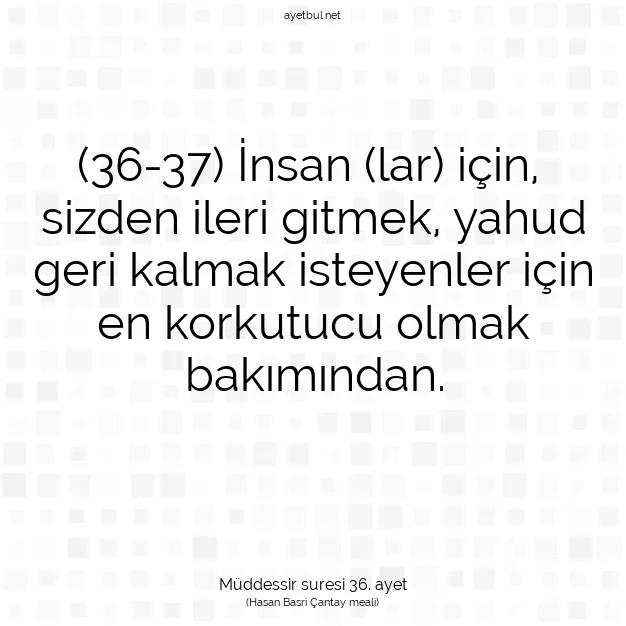 Ayetbul | Kuran Mealleri | Quran | Müddessir suresi 36. ayet