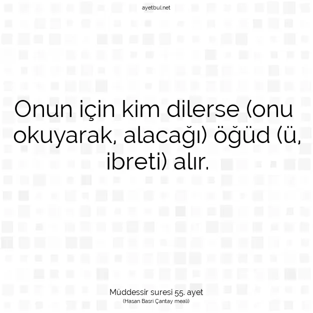 Ayetbul | Kuran Mealleri | Quran | Müddessir suresi 55. ayet