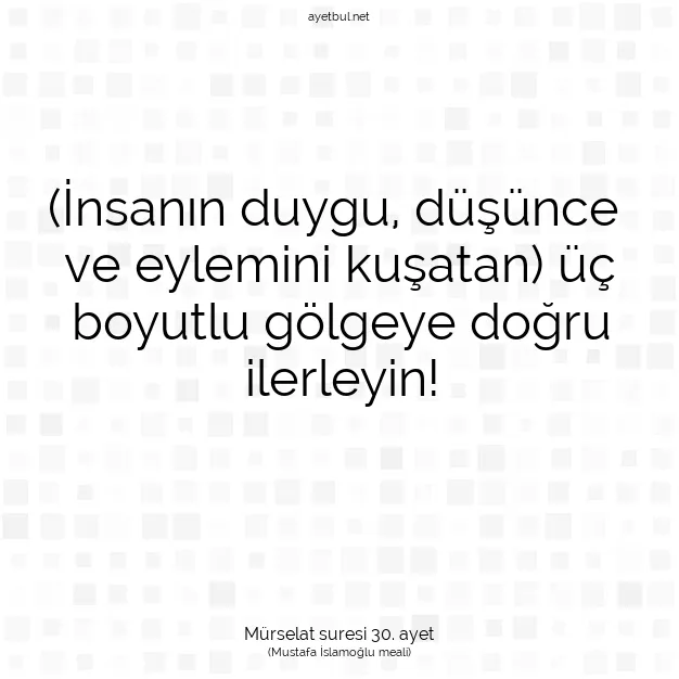 Ayetbul | Kuran Mealleri | Quran | Mürselat suresi 30. ayet