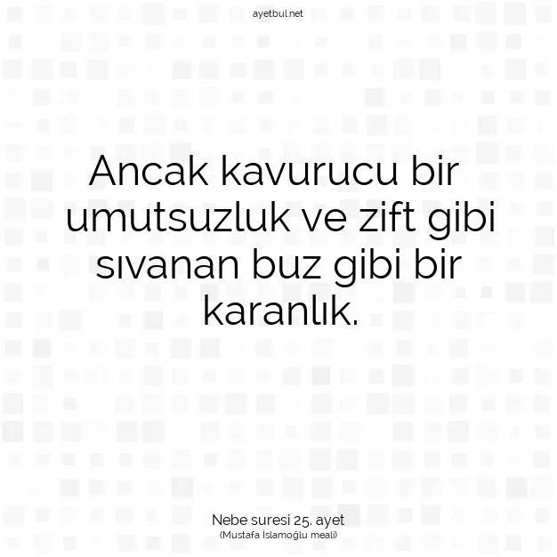 Ayetbul | Kuran Mealleri | Quran | Nebe suresi 25. ayet