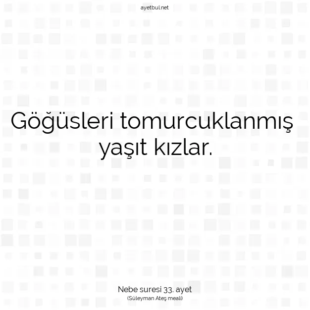 Ayetbul | Kuran Mealleri | Quran | Nebe suresi 33. ayet
