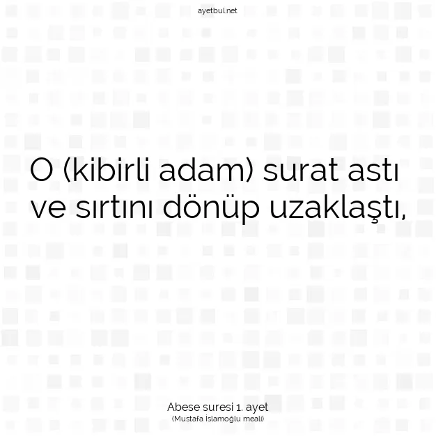 Ayetbul | Kuran Mealleri | Quran | Abese suresi 1. ayet
