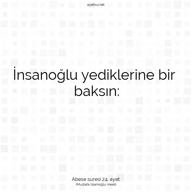 Ayetbul | Kuran Mealleri | Quran | Abese suresi 24. ayet