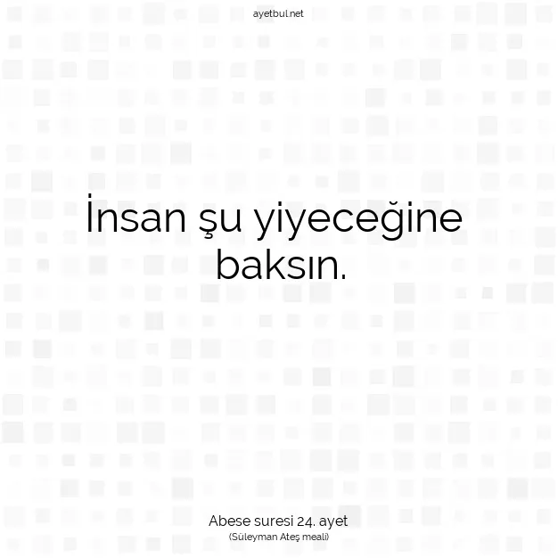 Ayetbul | Kuran Mealleri | Quran | Abese suresi 24. ayet