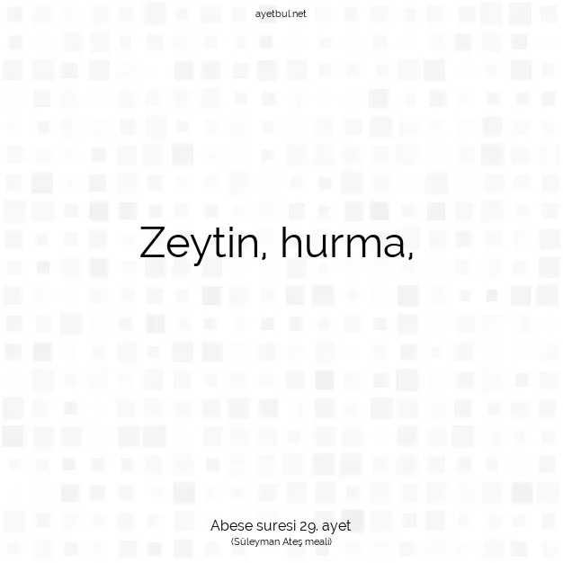 Ayetbul | Kuran Mealleri | Quran | Abese suresi 29. ayet