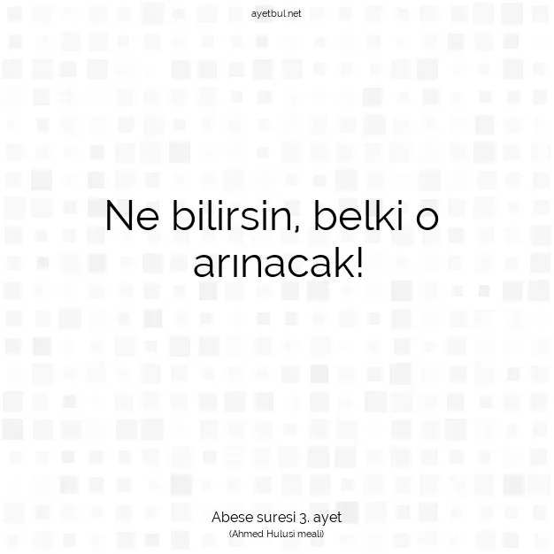 Ayetbul | Kuran Mealleri | Quran | Abese suresi 3. ayet