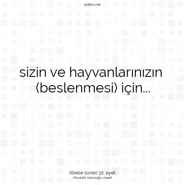 Ayetbul | Kuran Mealleri | Quran | Abese suresi 32. ayet