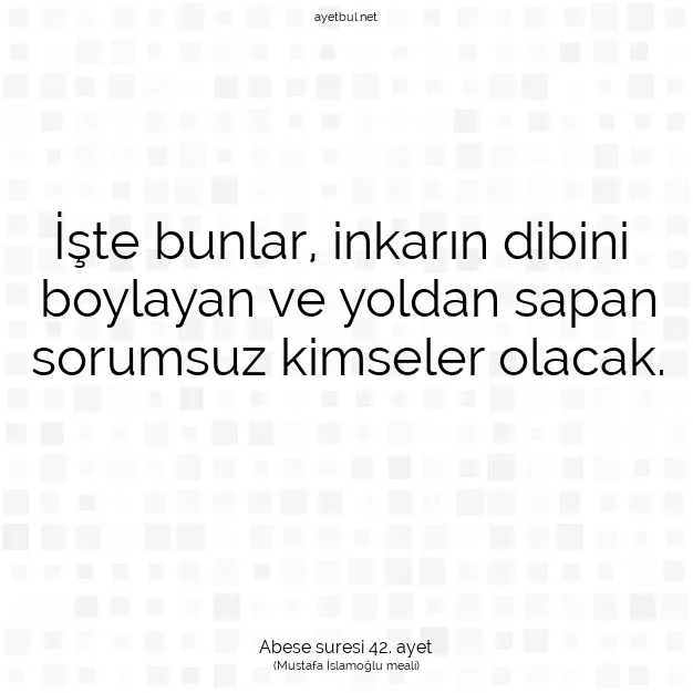 Ayetbul | Kuran Mealleri | Quran | Abese suresi 42. ayet