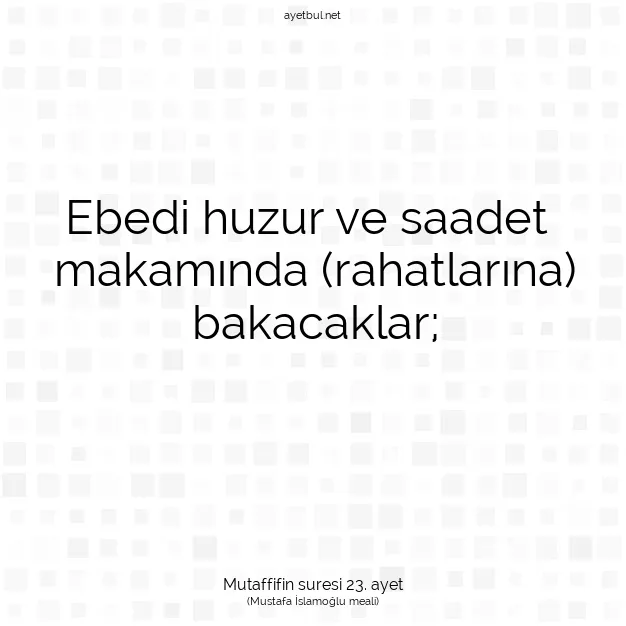 Ayetbul | Kuran Mealleri | Quran | Mutaffifin suresi 23. ayet