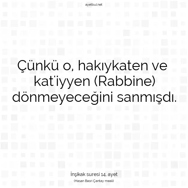 Ayetbul | Kuran Mealleri | Quran | İnşikak suresi 14. ayet