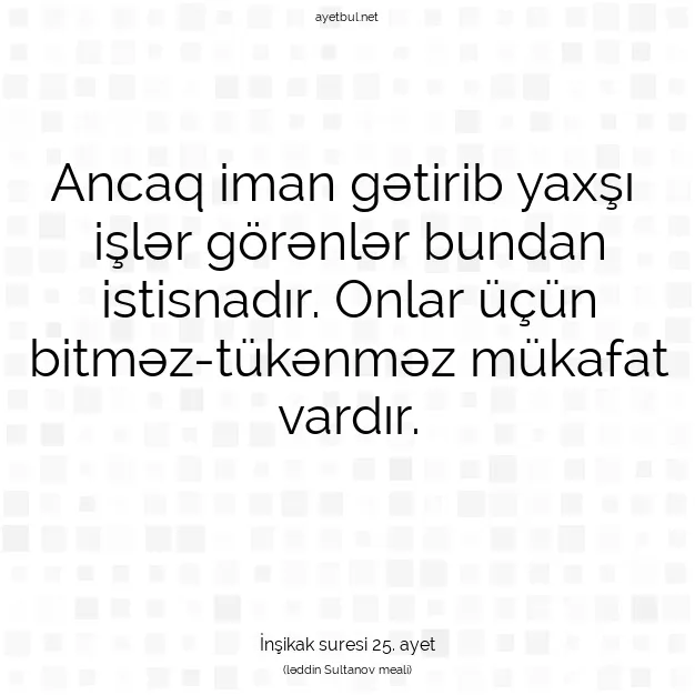 Ayetbul | Kuran Mealleri | Quran | İnşikak suresi 25. ayet