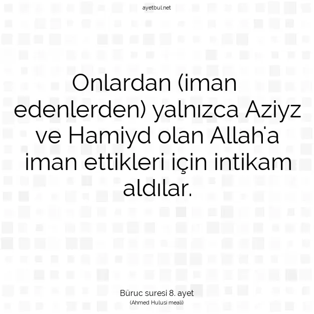 Ayetbul | Kuran Mealleri | Quran | Büruc suresi 8. ayet