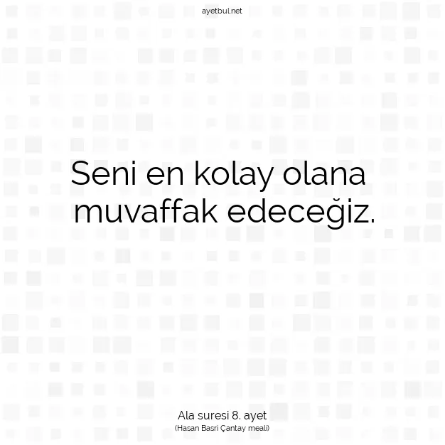 Ayetbul | Kuran Mealleri | Quran | Ala suresi 8. ayet