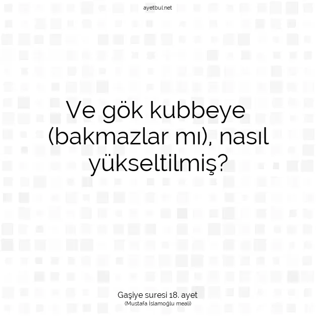 Ayetbul | Kuran Mealleri | Quran | Gaşiye suresi 18. ayet