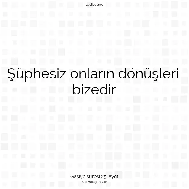 Ayetbul | Kuran Mealleri | Quran | Gaşiye suresi 25. ayet